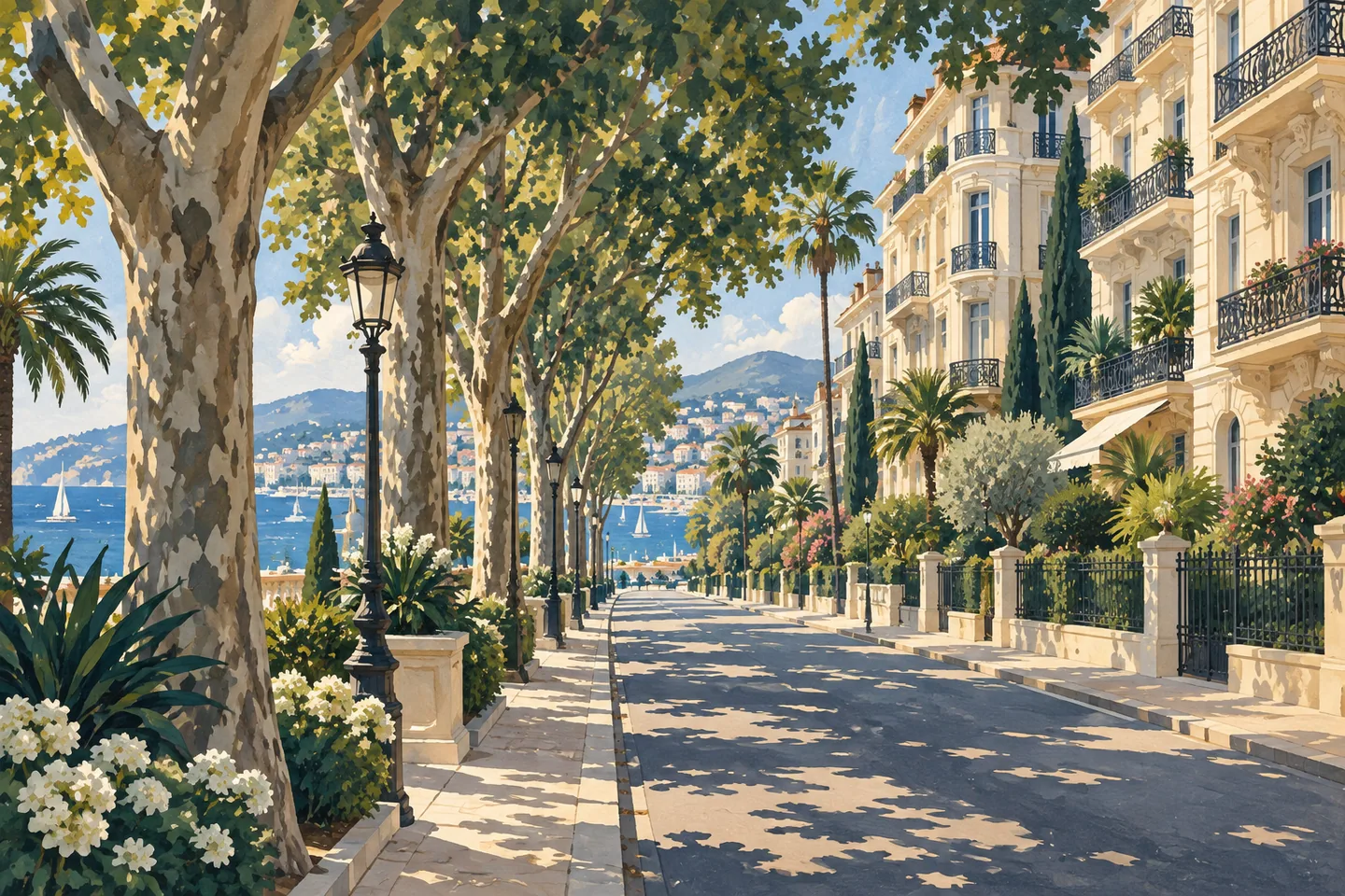 Illustration éditoriale évoquant l’ambiance de Carnot, à Cannes