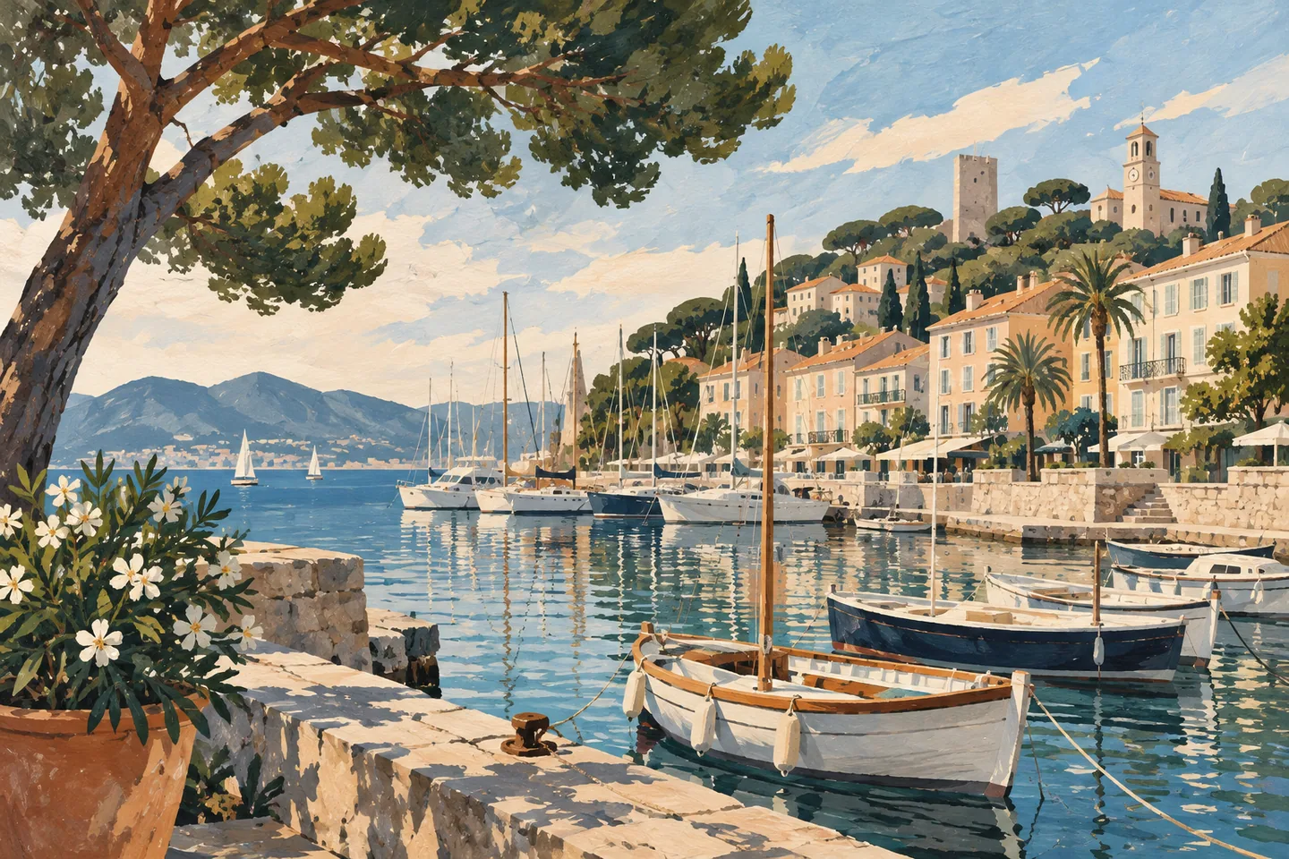 Illustration éditoriale évoquant l’ambiance de Moure Rouge, à Cannes
